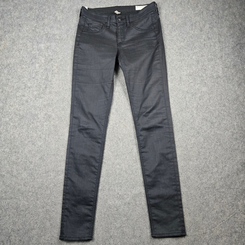 Rag & Bone Legging Jeans Womens 27 Black Coated Skinny Stretch Denim Made in USA